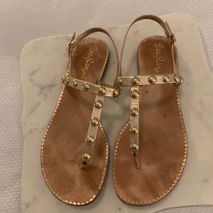 Lilly Pulitzer gold thong sandal